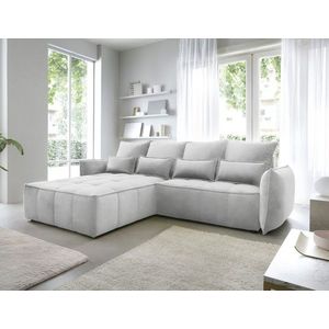 Coltar extensibil stanga 4 locuri ELTAP, LT-03REL, Campo, 265x196x88 cm, lemn/poliester, gri deschis imagine