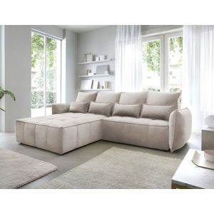 Coltar extensibil stanga 4 locuri ELTAP, LT-20REL, Campo, 265x196x88 cm, lemn/poliester, bej deschis imagine