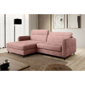 Coltar extensibil stanga 3 locuri ELTAP, LT-24TOU, Gomsi, 228x165x100 cm, lemn/poliester, roz imagine