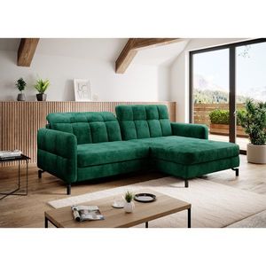 Coltar extensibil dreapta 3 locuri ELTAP, Lore-03, Lorelle, 225x160x105 cm, lemn/poliester, verde inchis imagine