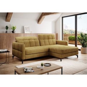 Coltar extensibil dreapta 3 locuri ELTAP, Lore-06, Lorelle, 225x160x105 cm, lemn/poliester, mustar imagine