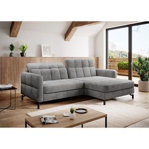 Coltar extensibil dreapta 3 locuri ELTAP, Lore-07, Lorelle, 225x160x105 cm, lemn/poliester, gri deschis imagine