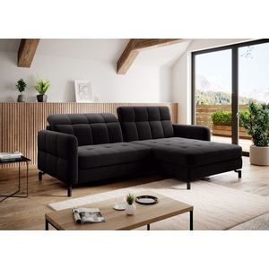 Coltar extensibil dreapta 3 locuri ELTAP, Lore-09, Lorelle, 225x160x105 cm, lemn/poliester, negru imagine