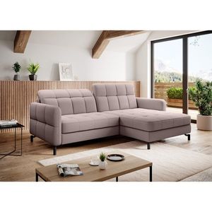 Coltar extensibil dreapta 3 locuri ELTAP, Lore-103, Lorelle, 225x160x105 cm, lemn/poliester, roz deschis imagine