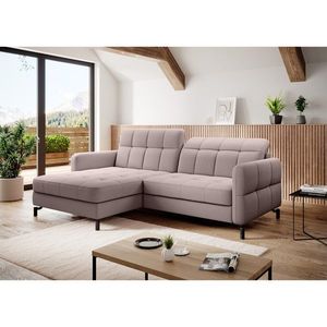 Coltar extensibil stanga 3 locuri ELTAP, Lore-104, Lorelle, 225x160x105 cm, lemn/poliester, roz deschis imagine