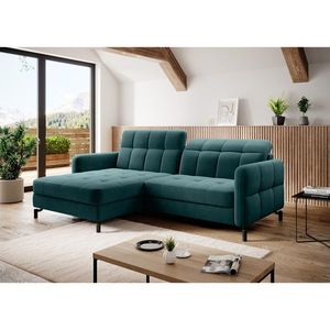 Coltar extensibil stanga 3 locuri ELTAP, Lore-106, Lorelle, 225x160x105 cm, lemn/poliester, verde imagine