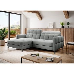 Coltar extensibil stanga 3 locuri ELTAP, Lore-108, Lorelle, 225x160x105 cm, lemn/poliester, gri deschis imagine