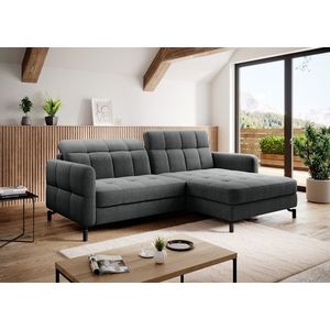 Coltar extensibil dreapta 3 locuri ELTAP, Lore-18, Lorelle, 225x160x105 cm, lemn/poliester, gri inchis imagine