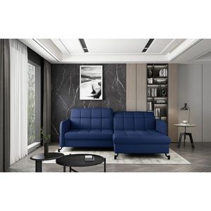 Coltar extensibil dreapta 3 locuri ELTAP, Lore-23, Lorelle, 225x160x105 cm, lemn/poliester, albastru inchis imagine