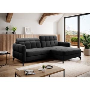 Coltar extensibil dreapta 3 locuri ELTAP, Lore-27, Lorelle, 225x160x105 cm, lemn/poliester, negru imagine