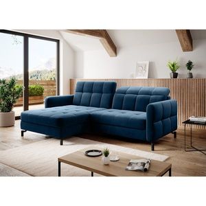 Coltar extensibil stanga 3 locuri ELTAP, Lore-29, Lorelle, 225x160x105 cm, lemn/poliester, albastru inchis imagine