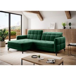 Coltar extensibil stanga 3 locuri ELTAP, Lore-30, Lorelle, 225x160x105 cm, lemn/poliester, verde inchis imagine