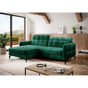 Coltar extensibil stanga 3 locuri ELTAP, Lore-31, Lorelle, 225x160x105 cm, lemn/poliester, verde inchis imagine