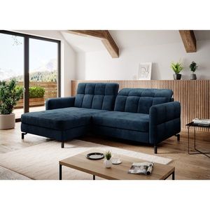 Coltar extensibil stanga 3 locuri ELTAP, Lore-32, Lorelle, 225x160x105 cm, lemn/poliester, albastru inchis imagine