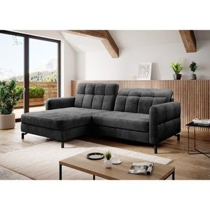 Coltar extensibil stanga 3 locuri ELTAP, Lore-33, Lorelle, 225x160x105 cm, lemn/poliester, gri inchis imagine