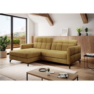 Coltar extensibil stanga 3 locuri ELTAP, Lore-34, Lorelle, 225x160x105 cm, lemn/poliester, mustar imagine