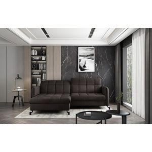 Coltar extensibil stanga 3 locuri ELTAP, Lore-36, Lorelle, 225x160x105 cm, lemn/poliester, maro inchis imagine