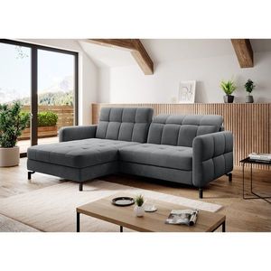 Coltar extensibil stanga 3 locuri ELTAP, Lore-40, Lorelle, 225x160x105 cm, lemn/poliester, gri inchis imagine