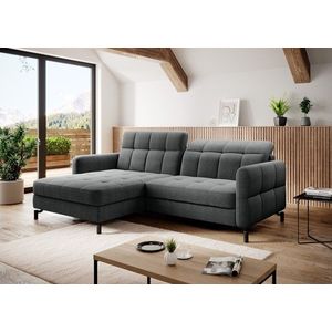 Coltar extensibil stanga 3 locuri ELTAP, Lore-46, Lorelle, 225x160x105 cm, lemn/poliester, gri inchis imagine