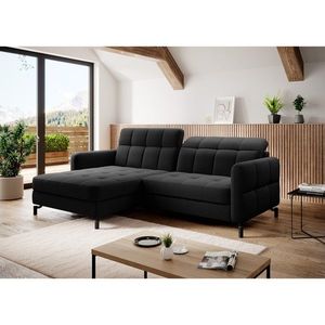 Coltar extensibil stanga 3 locuri ELTAP, Lore-47, Lorelle, 225x160x105 cm, lemn/poliester, negru imagine