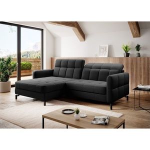 Coltar extensibil stanga 3 locuri ELTAP, Lore-55, Lorelle, 225x160x105 cm, lemn/poliester, negru imagine