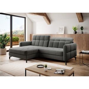 Coltar extensibil stanga 3 locuri ELTAP, Lore-56, Lorelle, 225x160x105 cm, lemn/poliester, gri deschis imagine