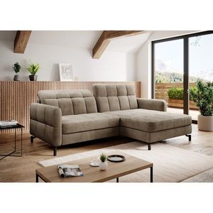Coltar extensibil dreapta 3 locuri ELTAP, Lore-86, Lorelle, 225x160x105 cm, lemn/poliester, maro deschis imagine