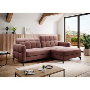Coltar extensibil dreapta 3 locuri ELTAP, Lore-87, Lorelle, 225x160x105 cm, lemn/poliester, roz imagine