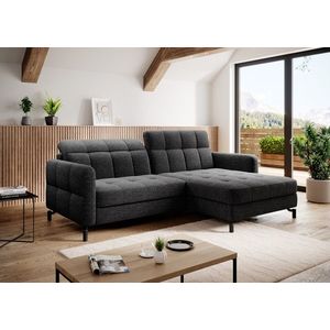 Coltar extensibil dreapta 3 locuri ELTAP, Lore-89, Lorelle, 225x160x105 cm, lemn/poliester, negru imagine