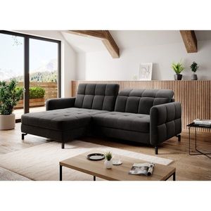 Coltar extensibil stanga 3 locuri ELTAP, Lore-95, Lorelle, 225x160x105 cm, lemn/poliester, maro imagine