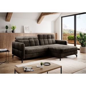 Coltar extensibil dreapta 3 locuri ELTAP, Lore-97, Lorelle, 225x160x105 cm, lemn/poliester, maro inchis imagine