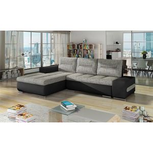 Coltar extensibil stanga 4 locuri ELTAP, Ov01, Ottavio, 275x180x85 cm, lemn/poliester, gri/negru imagine