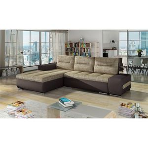Coltar extensibil stanga 4 locuri ELTAP, Ov02, Ottavio, 275x180x85 cm, lemn/poliester, bej inchis/maro inchis imagine