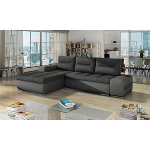 Coltar extensibil stanga 4 locuri ELTAP, Ov03, Ottavio, 275x180x85 cm, lemn/poliester, gri inchis/gri imagine