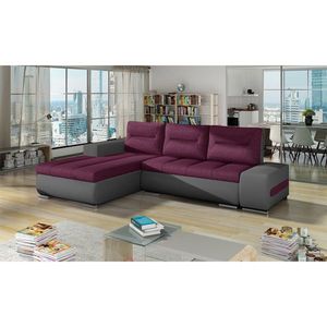 Coltar extensibil stanga 4 locuri ELTAP, Ov05, Ottavio, 275x180x85 cm, lemn/poliester, violet inchis/gri inchis imagine