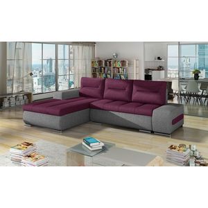 Coltar extensibil stanga 4 locuri ELTAP, Ov06, Ottavio, 275x180x85 cm, lemn/poliester, violet inchis/gri imagine