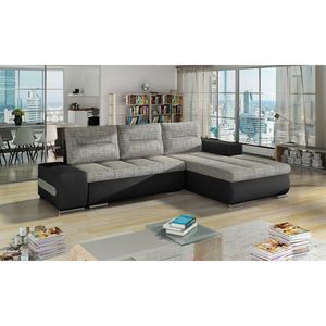 Coltar extensibil dreapta 4 locuri ELTAP, Ov13, Ottavio, 275x180x85 cm, lemn/poliester, gri/negru imagine