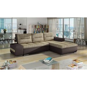 Coltar extensibil dreapta 4 locuri ELTAP, Ov14, Ottavio, 275x180x85 cm, lemn/poliester, bej inchis/maro inchis imagine