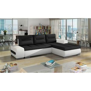 Coltar extensibil dreapta 4 locuri ELTAP, Ov19, Ottavio, 275x180x85 cm, lemn/poliester, negru/alb imagine