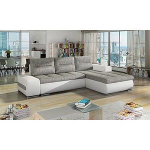 Coltar extensibil dreapta 4 locuri ELTAP, Ov24, Ottavio, 275x180x85 cm, lemn/poliester, gri deschis/alb imagine