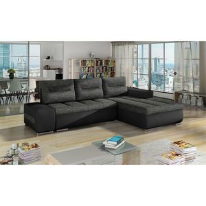 Coltar extensibil dreapta 4 locuri ELTAP, Ov25, Ottavio, 275x180x85 cm, lemn/poliester, gri inchis/negru imagine