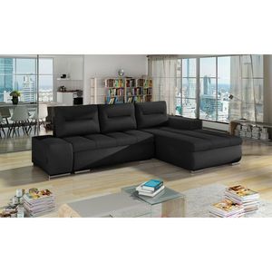 Coltar extensibil dreapta 4 locuri ELTAP, Ov27, Ottavio, 275x180x85 cm, lemn/poliester, negru imagine