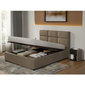 Pat Tapitat Cico de 190 rabatabil 170 x 114 C1 din piele/stofa Bej - Nube 11 140x190 imagine
