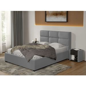Pat tapitat Cico fix 170 x 114 C1 din piele/stofa Gri - Nube 81 140x200 imagine