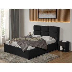 Pat tapitat Cico fix 170 x 114 C1 din piele/stofa Negru - Falcone 14 140x200 imagine
