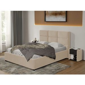Pat tapitat Cico fix 170 x 114 C1 din piele/stofa Bej - Falcone 102 140x200 imagine