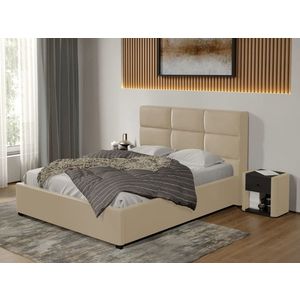 Pat tapitat Cico fix 170 x 114 C1 din piele/stofa Crem - Nube 4 160x200 imagine