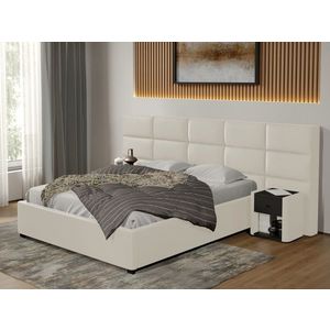 Pat tapitat Cico fix 287 x 114 C2 din piele/stofa Alb - Nube 1 140x200 imagine