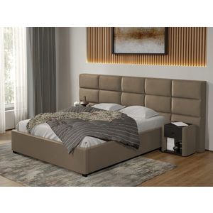 Pat tapitat Cico fix 287 x 114 C2 din piele/stofa Bej - Nube 11 140x200 imagine