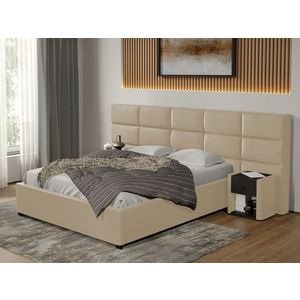 Pat tapitat Cico fix 287 x 114 C2 din piele/stofa Crem - Nube 4 140x200 imagine